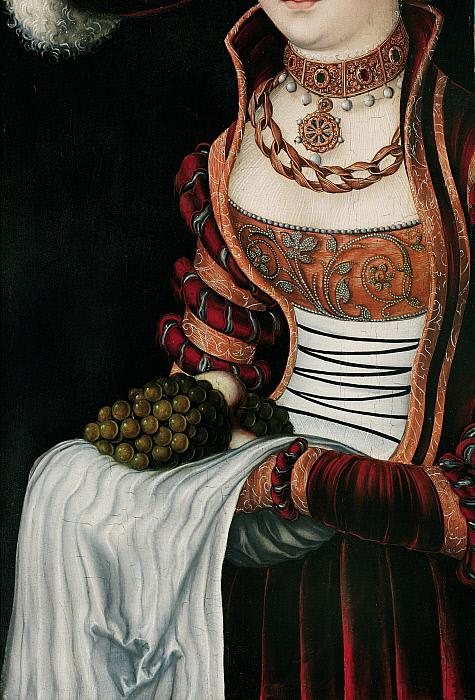 Portrait of a Young Woman Holding Grapes and Apples Slider Image 3